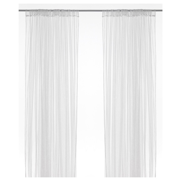 3x Pair IKEA LILL Sheer Curtains White Mesh - Picture 3 of 4
